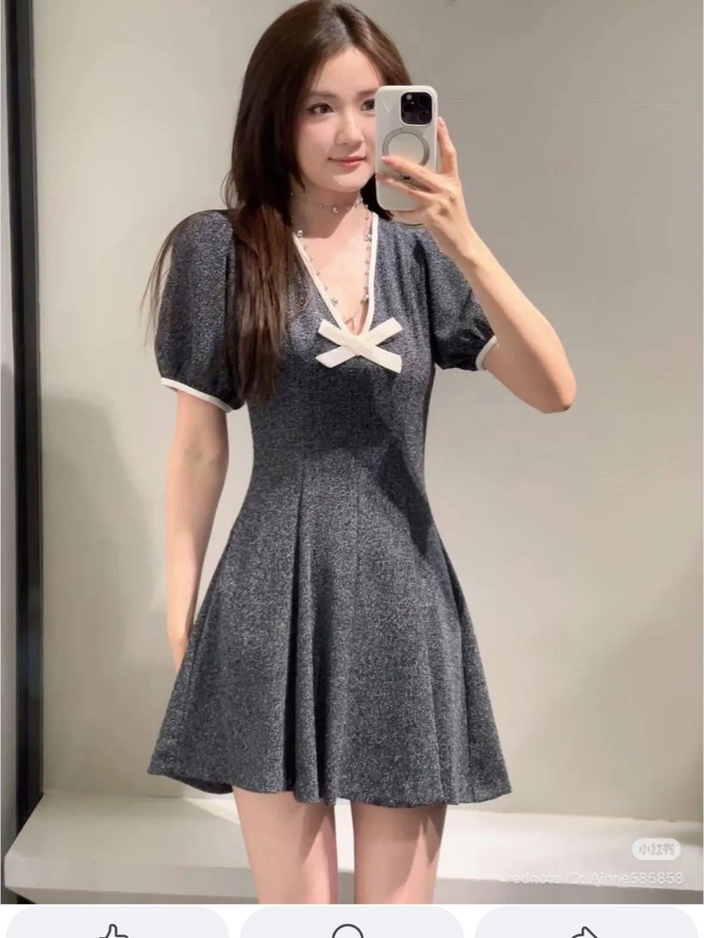 Zara Dark Gray mini bow dress